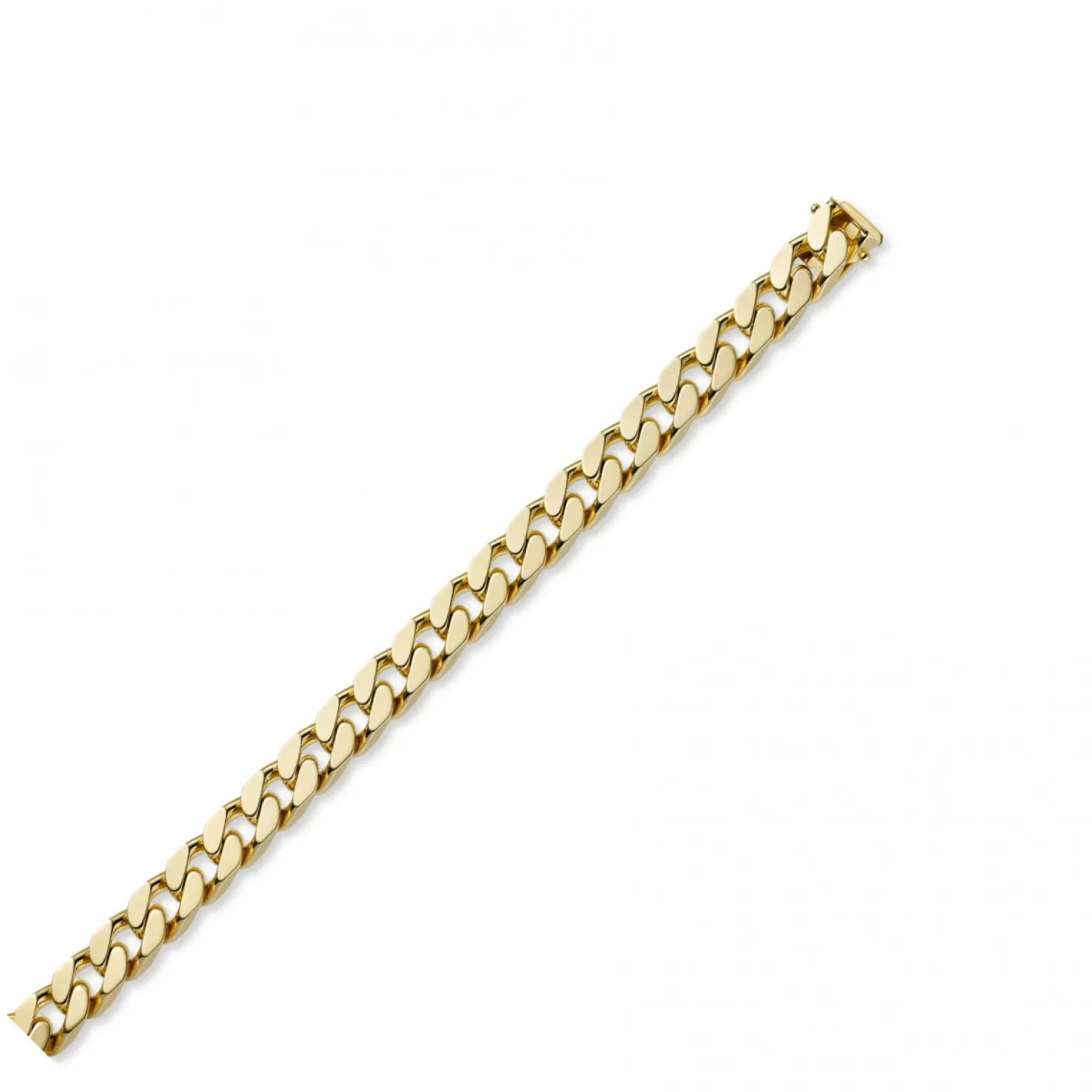 10mm Armband Panzerkette aus 585 Gold Gelbgold massiv 4-seitig diamantiert 21cm