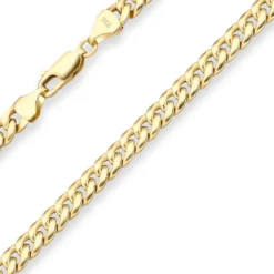 6mm Armband Panzerkette oval diamantiert aus 585 Gold Gelbgold 19cm