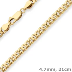 4,7mm Armband Panzerkette oval diamantiert Armschmuck aus 585 Gold Gelbgold 21cm