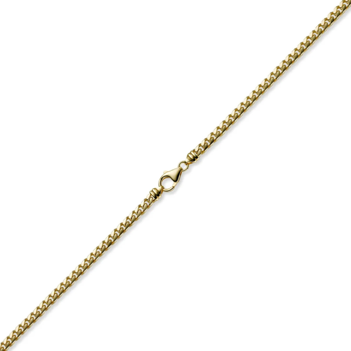 5mm Armband Panzerkette oval diamantiert massiv, 585 Gold Gelbgold, 21cm