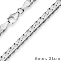 6mm Armband Panzerkette Silberarmband Armschmuck aus 925 Silber rhodiniert 21cm
