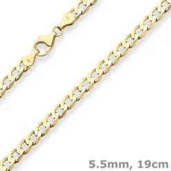 5,5mm Armband Panzerkette weit Goldarmband Armschmuck aus 585 Gold Gelbgold 19cm