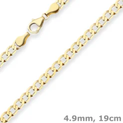 4,9mm Armband Panzerkette weit Goldarmband Armschmuck aus 333 Gold Gelbgold 19cm