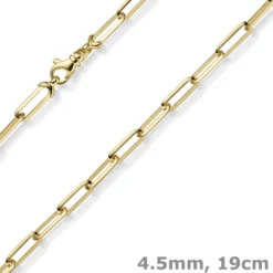 4,5mm Armband Paper-Clip Kette Armkette aus 585 Gold Gelbgold massiv 19cm