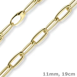 11mm Armband Paper-Clip Phantasie-Armkette aus 585 Gold Gelbgold glänzend 19cm