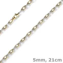 5mm Armband Phantasiekette aus 585 Gold Gelbgold Weißgold bicolor 21cm