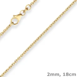 2mm Armband Rund-Ankerkette Armschmuck aus 585 Gold Gelbgold 18cm