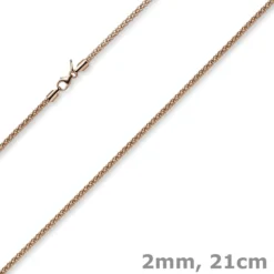 2mm Armband runde Himbeer-Kette aus 585 Gold Rotgold Armschmuck Armkette, 21cm