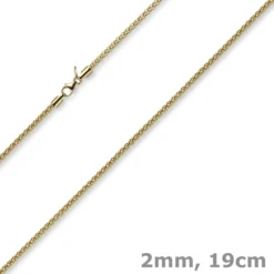 2mm Armband runde Himbeer-Kette aus 585 Gold Gelbgold Armschmuck Armkette, 19cm