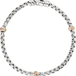 3,5mm Armband Rundvenezianer 39 Diamanten 0.2Ct W/SI 585 Weißgold Rotgold 19cm