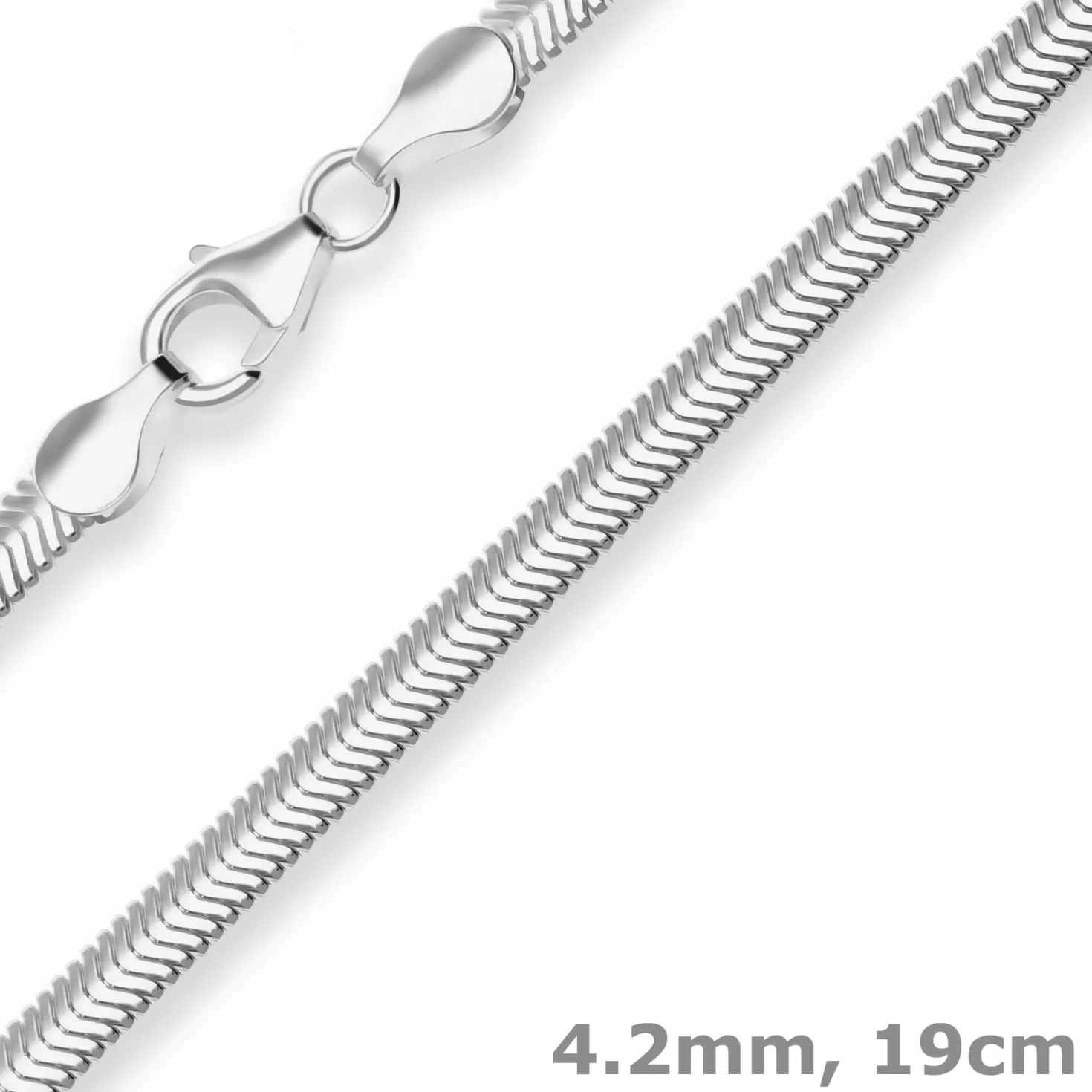 4,2mm Armband Schlangenkette oval Silberarmband Armschmuck aus 925 Silber 19cm