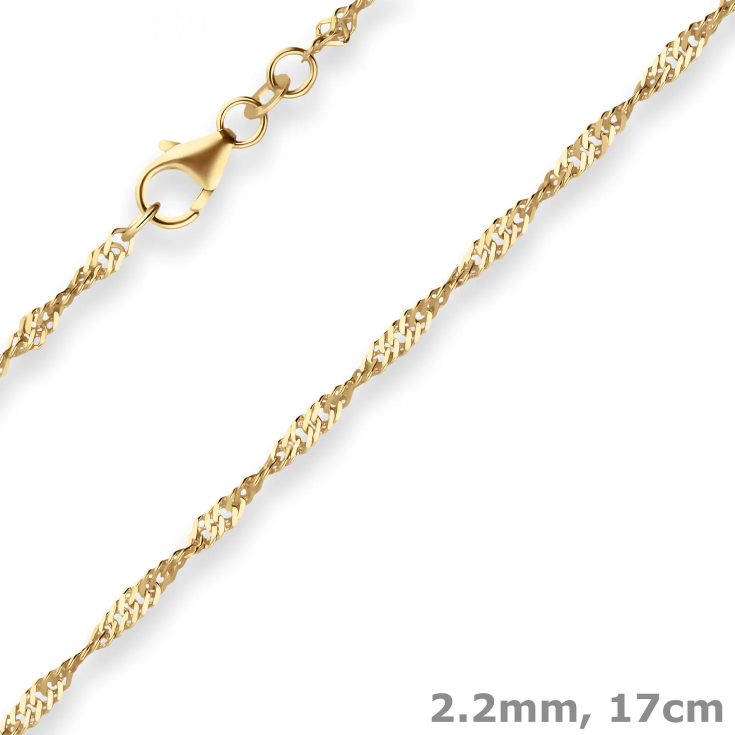2,2mm Armband Singapurkette Goldarmband Armschmuck aus 333 Gold Gelbgold 17cm