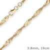 3,8mm Armband Singapurkette Goldarmband Armschmuck aus 585 Gold Gelbgold 19cm