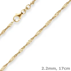2,2mm Armband Singapurkette Goldarmband Armschmuck aus 585 Gold Gelbgold 17cm