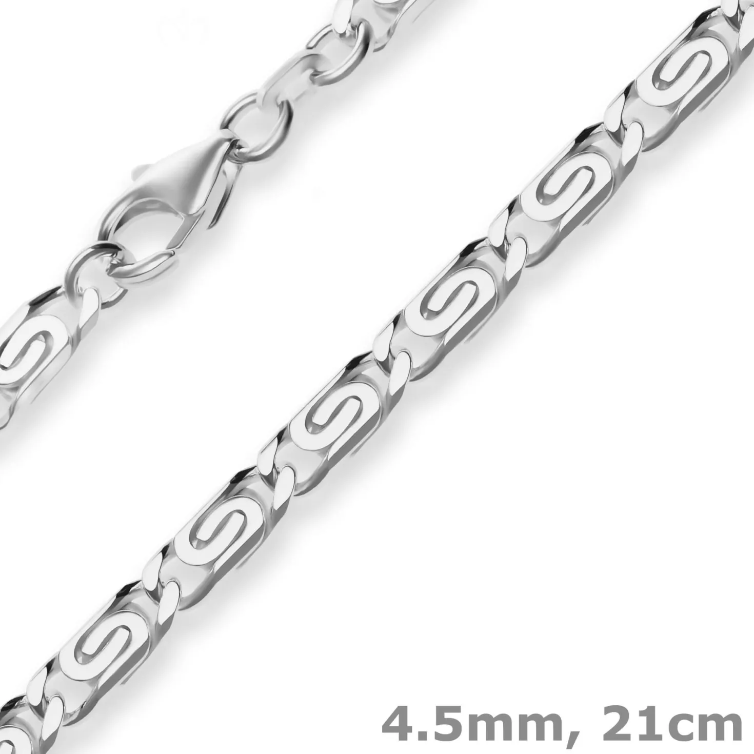 4,5mm Armband S-Panzerkette Silberarmband Armschmuck aus 925 Silber 21cm