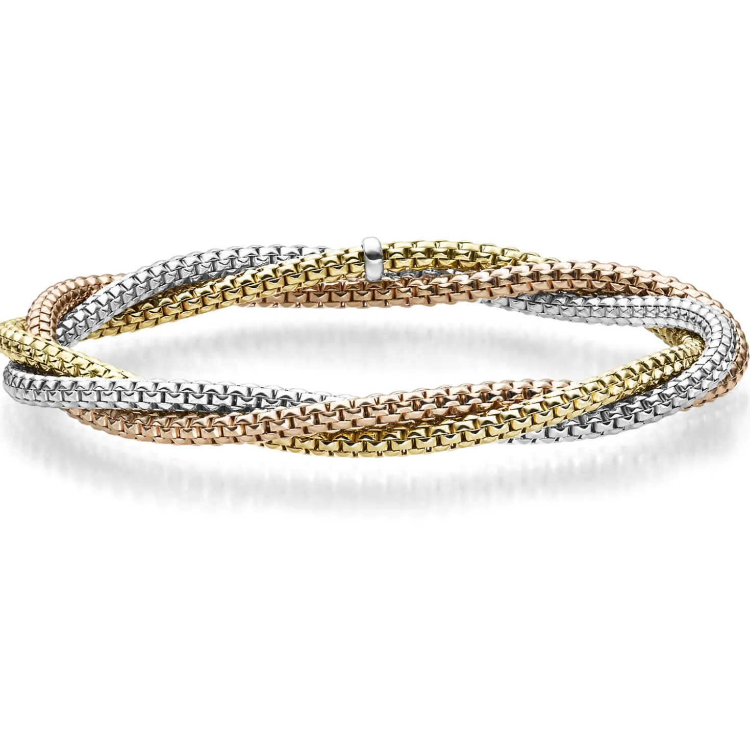 6mm Armband Venezianer dreireihig elastisch 750 Gold Gelbgold Weißgold Rotgold