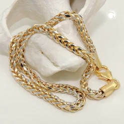 2,4mm Armband Zopfkette Armkette Armschmuck 585 Gold Gelbgold rhodiniert 19cm