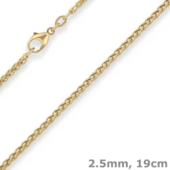 2,5mm Armband Zopfkette Goldarmband Armschmuck aus 750 Gold Gelbgold 19cm