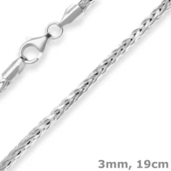 3mm Armband Zopfkette Silberarmband Armschmuck aus 925 Silber 19cm