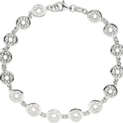 7,5mm Armkette Armband aus runden Gliedern mit Ornament Muster, 925 Silber, 19cm