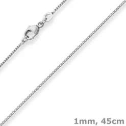 1mm Bingokette Goldkette Collier Halskette aus 375 Gold Weißgold 45cm