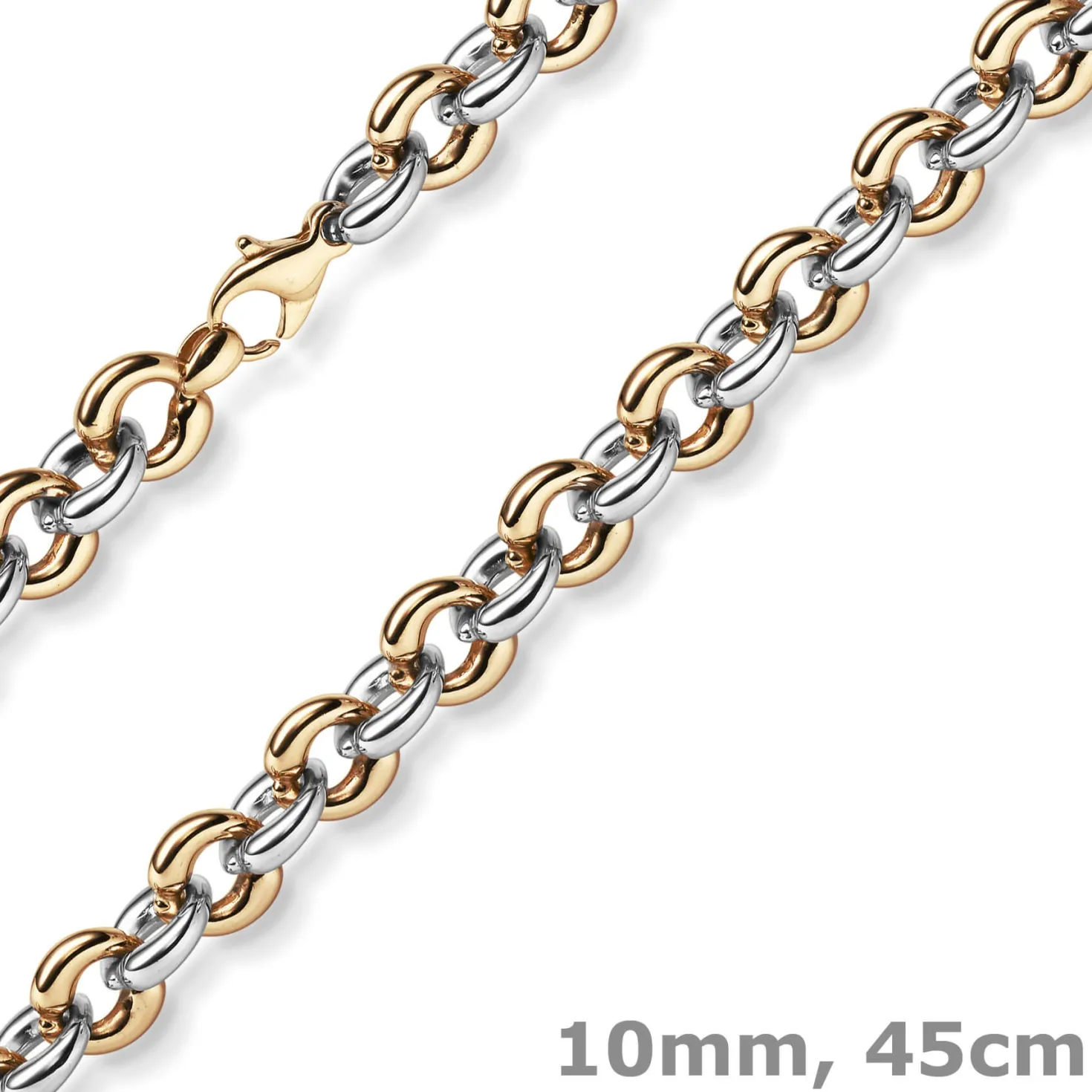10mm breite Phantasiekette Halskette Collier aus 585 Gold weiß/rot 45cm