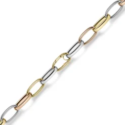 14mm breite Phantasie Kette Halskette Collier aus 585 Gold gelb/rot/weiß 60cm