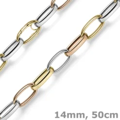 14mm breite Phantasie Kette Halskette Collier aus 585 Gold gelb/rot/weiß 50cm