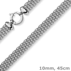 10mm breite Phantasie-Kette Halskette Collier aus 585 Gold Weißgold 45cm