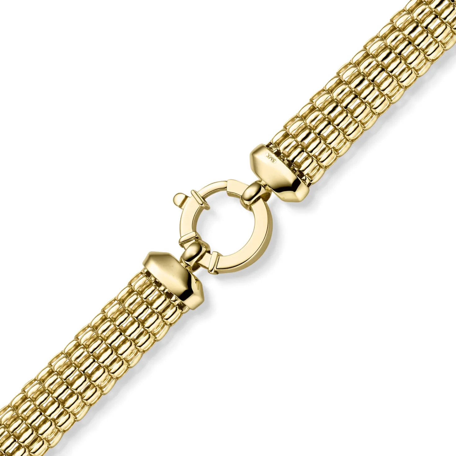 10mm breites Phantasie Armband Armkette aus 585 Gold Gelbgold 19cm