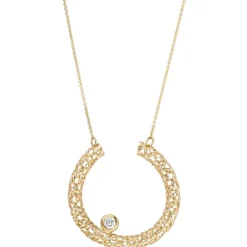 0,7mm Collier Ankerkette Anhänger mit Diamant 0.06Ct 750 Gelbgold 42-45cm