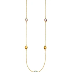0,8mm Collier Ankerkette Blautopas Amethysten Citrinen 585 Gold Gelbgold 42-45cm