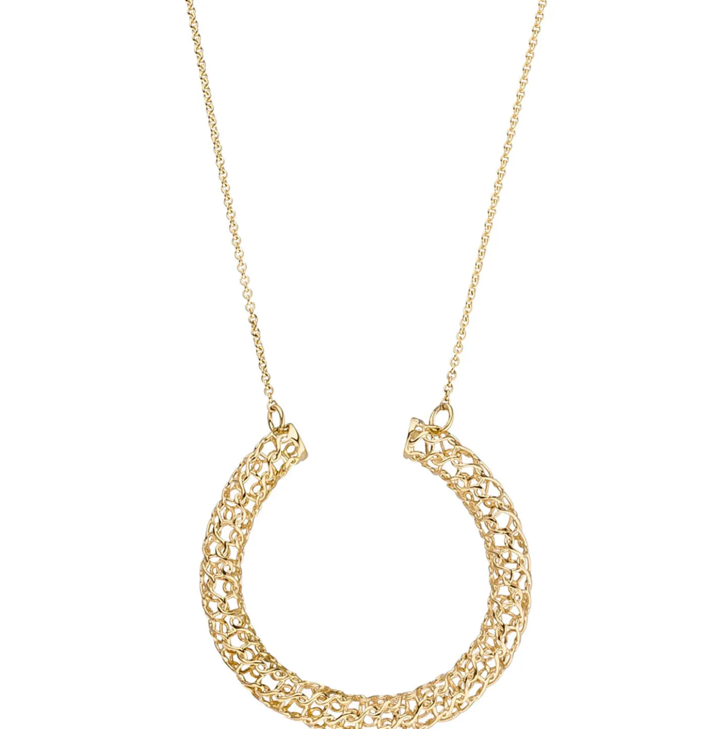 0,7mm Collier Ankerkette mit Anhänger geflochten, 750 Gold Gelbgold, 42-45cm