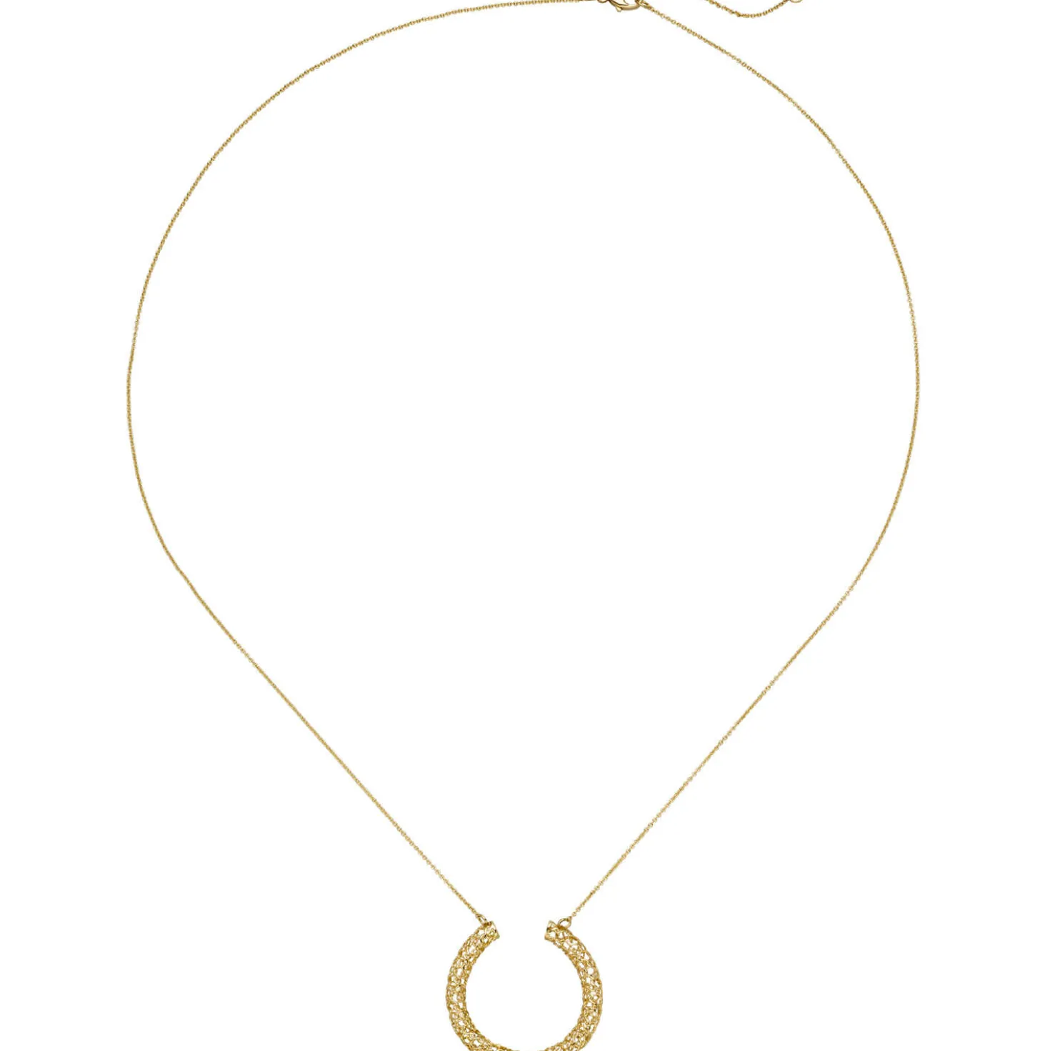 0,7mm Collier Ankerkette mit Anhänger geflochten, 750 Gold Gelbgold, 42-45cm