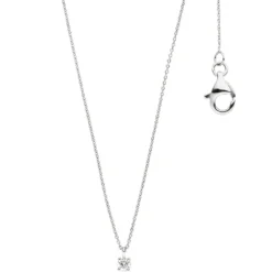 2,5mm Collier Ankerkette mit Solitär Diamant 0.07Ct W/SI 585 Gold Weißgold 45cm