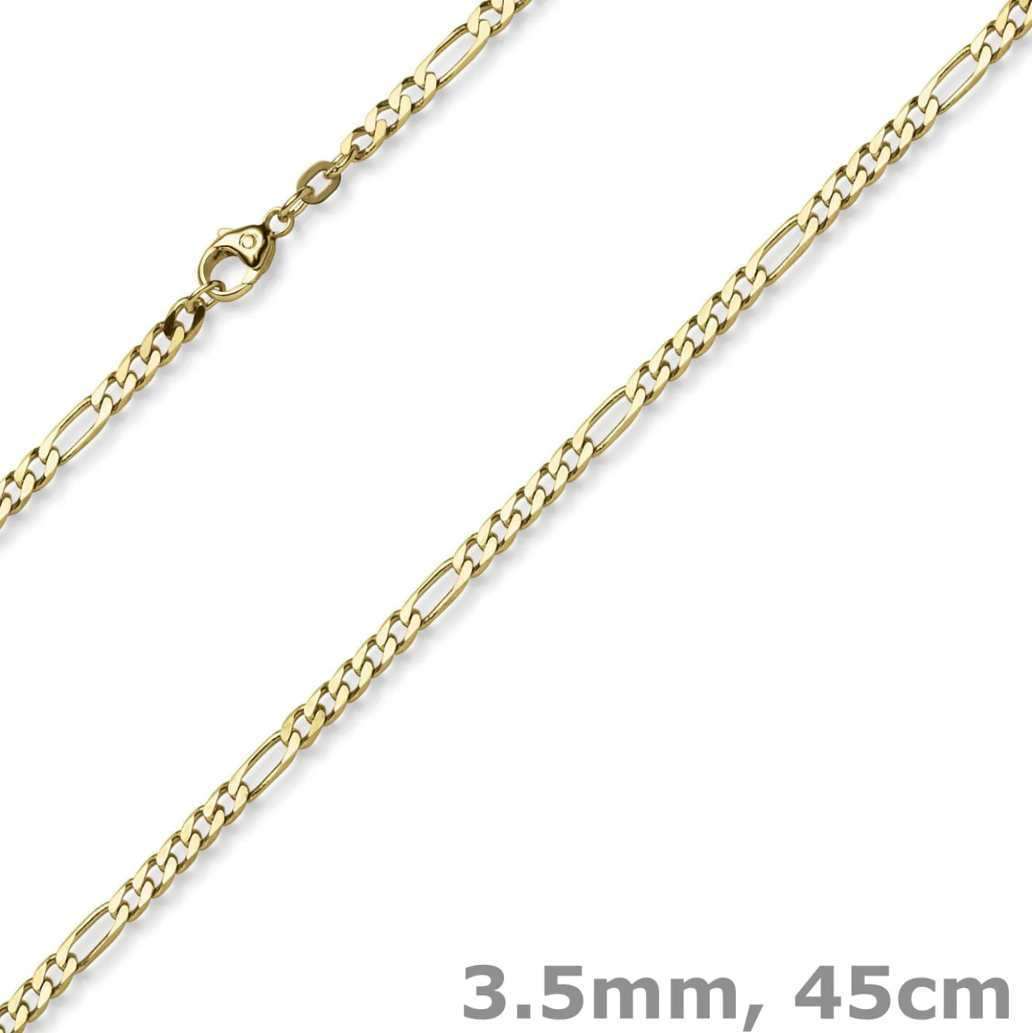 3,5mm Collier diamantierte Figaro-Kette aus 585 Gold Gelbgold Halsschmuck, 45cm