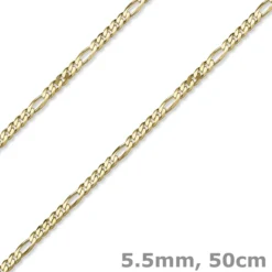 5,5mm Collier diamantierte Figarokette aus 585 Gold Gelbgold Halsschmuck, 50cm