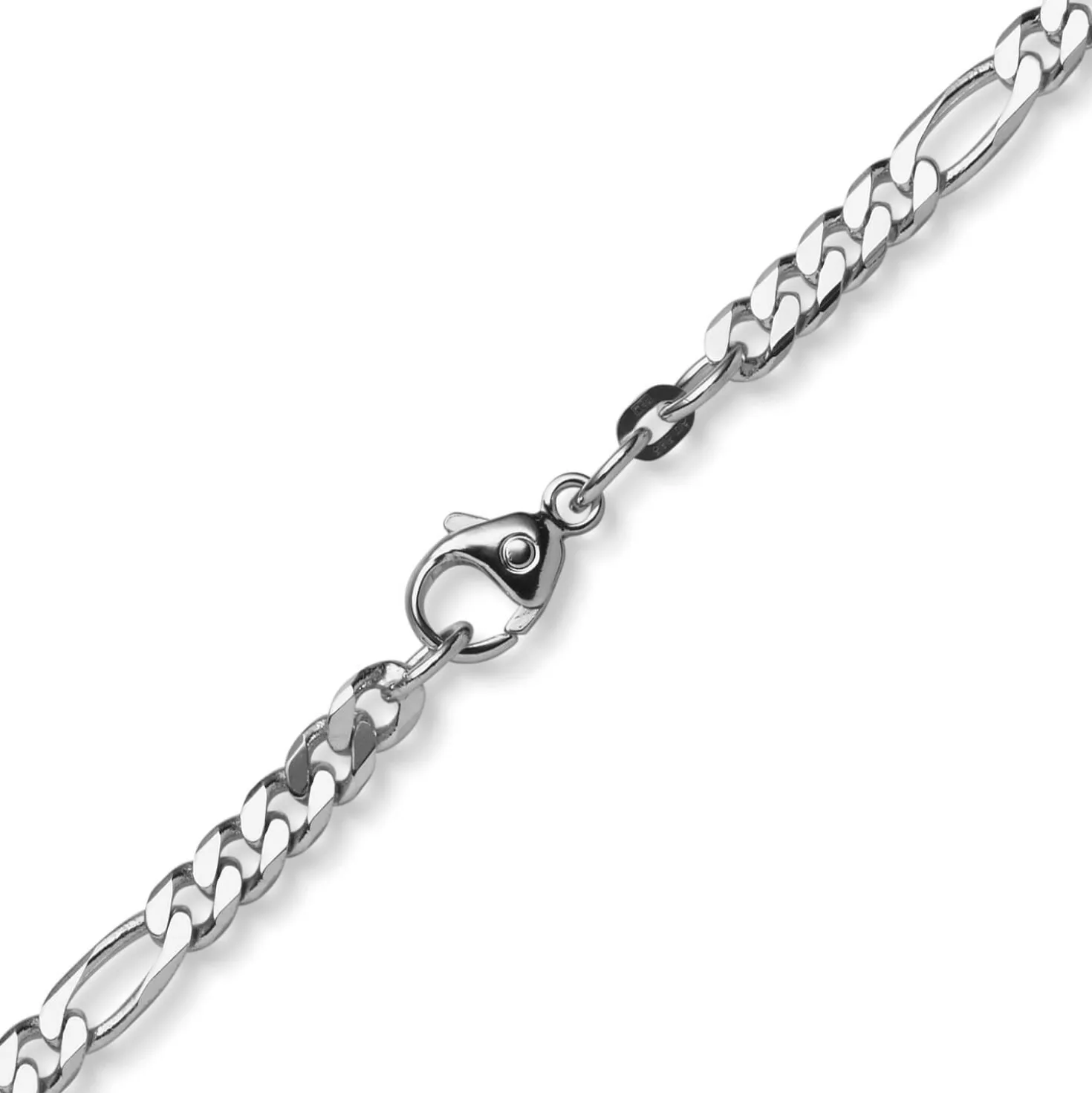 5,5mm Collier diamantierte Figarokette aus 585 Gold Weißgold Halsschmuck, 55cm