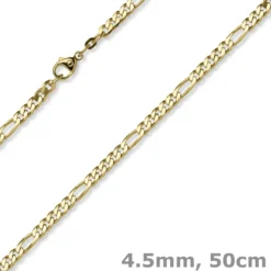 4,5mm Collier diamantierte Figarokette aus 585 Gold Gelbgold Halsschmuck, 50cm