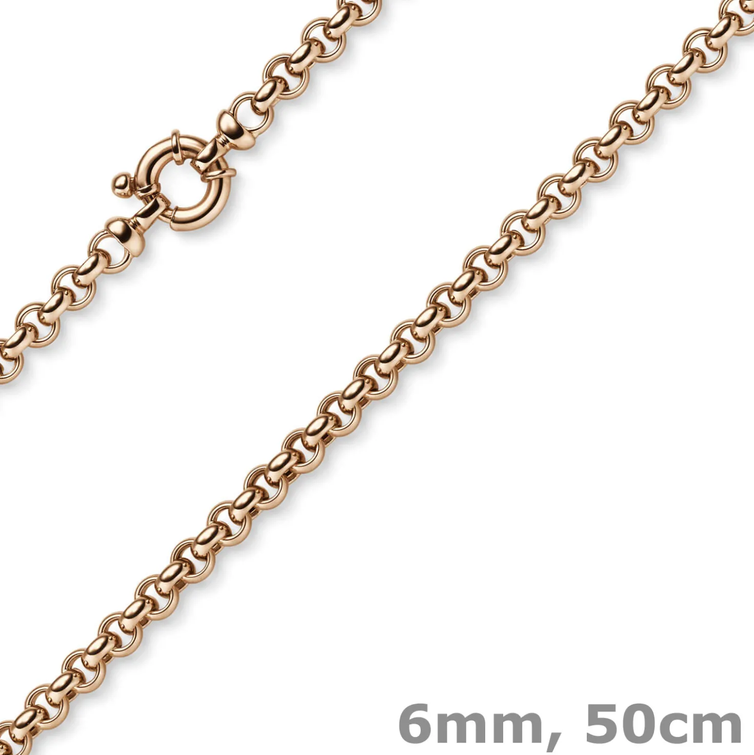 6mm Collier Erbskette aus 585 Gold Rotgold Halsschmuck Halskette Goldkette, 50cm