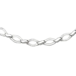 8mm Collier Halskette aus 925 Silber teilmatt mit 144 Zirkonia 45cm Halsschmuck