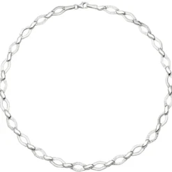 8mm Collier Halskette aus 925 Silber teilmatt mit 144 Zirkonia 45cm Halsschmuck