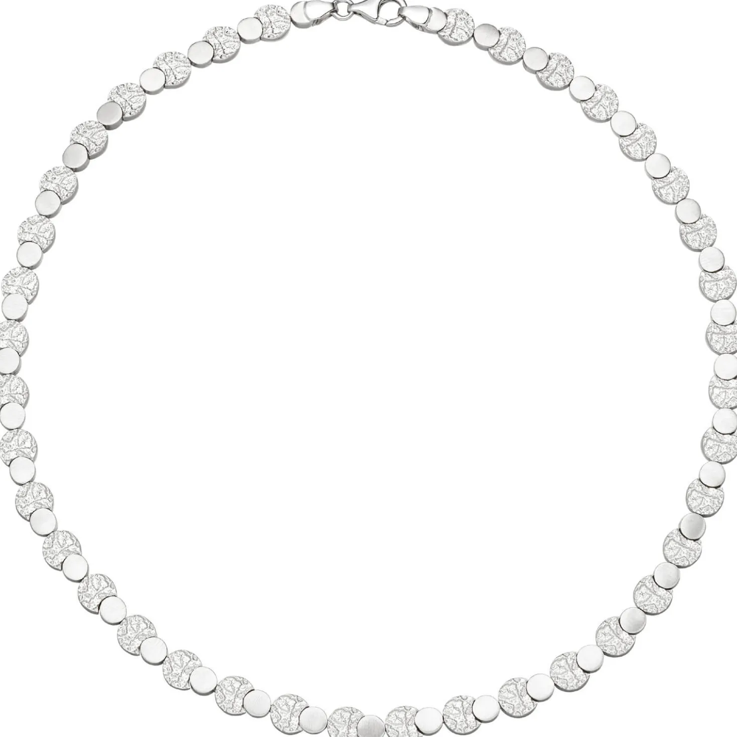 7,6mm Collier Halskette aus 925 Silber mattiert & gehämmert 45cm Halsschmuck