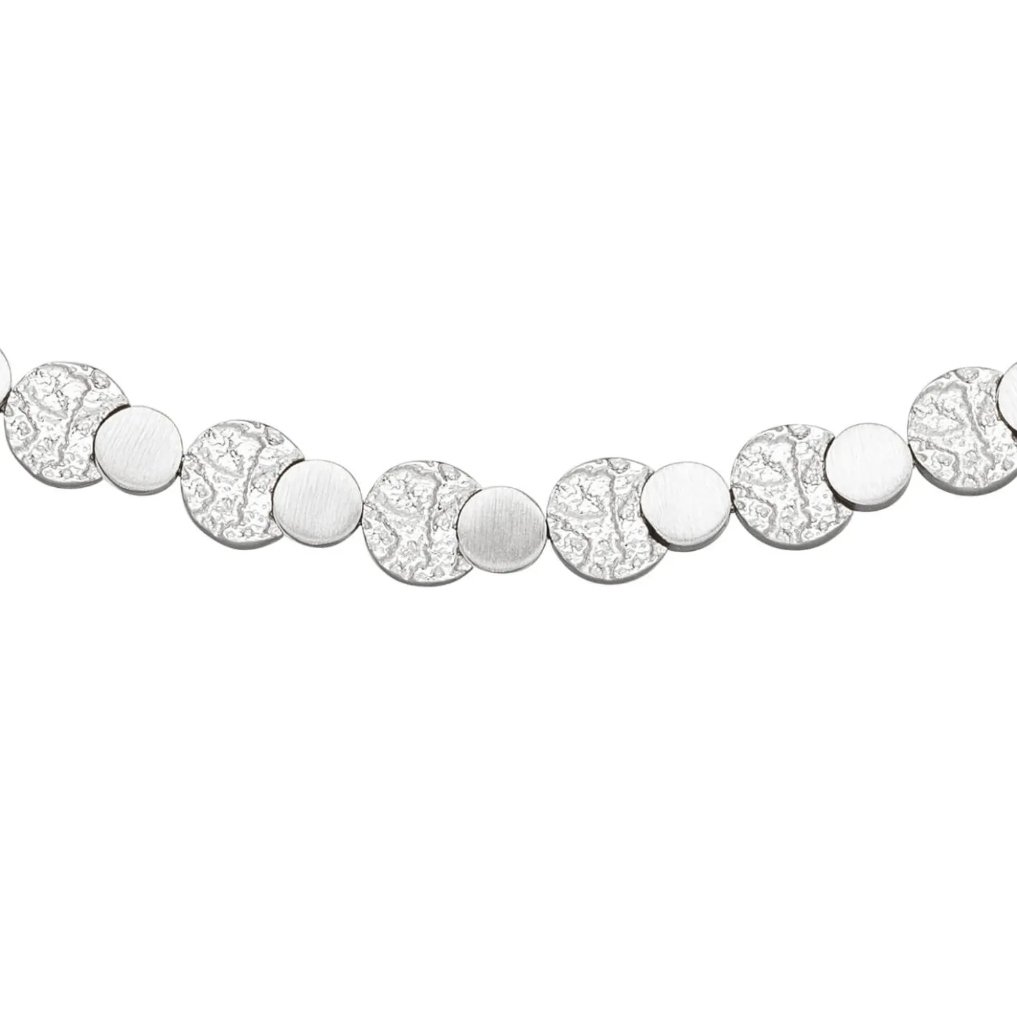 7,6mm Collier Halskette aus 925 Silber mattiert & gehämmert 45cm Halsschmuck