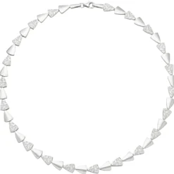 7,7mm Collier Halskette aus 925 Silber mattiert & gehämmert 45cm Halsschmuck