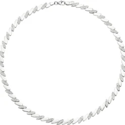6,5mm Collier Halskette aus 925 Silber matt 144 weißen Zirkonia 45cm Halsschmuck