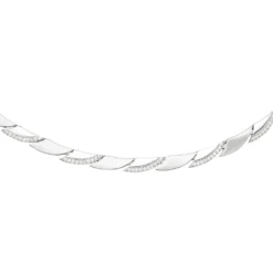 4,6mm Collier Halskette aus 925 Silber mit 210 Zirkonia 45cm Halsschmuck Damen