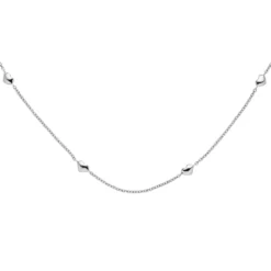 1,1mm Collier Halskette Halsschmuck mit Herzchen aus 585 Gold Weißgold, 45cm