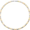 6,4mm Collier Halskette Kette Halsschmuck Edelstahl Goldfarbe bicolor, 46-47cm