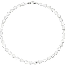 7,9mm Collier Halskette 925 Silber teilmatt mit 120 Zirkonia 45cm Halsschmuck